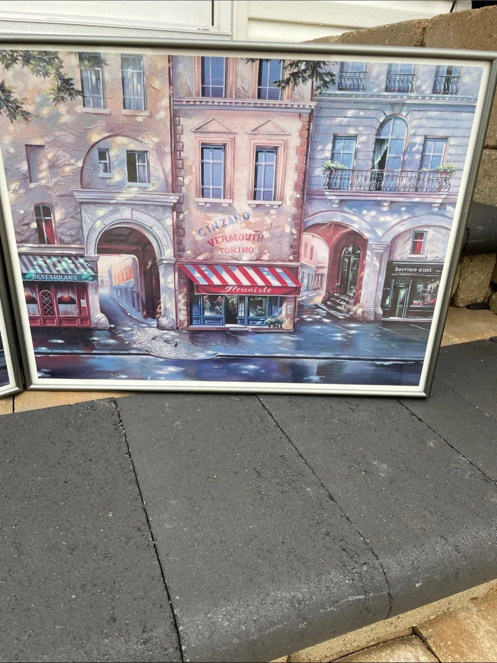 Professionally Framed Pair of Paris Street Scenes by Mark St. John - 18”x13.5”